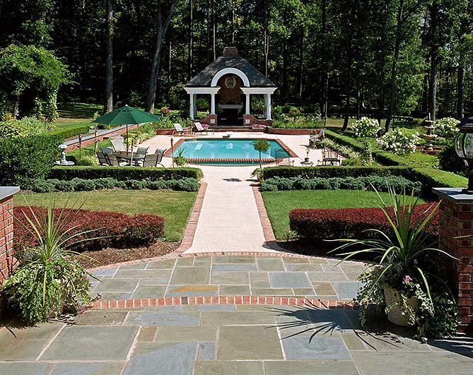 Beautiful lawn wihte pool